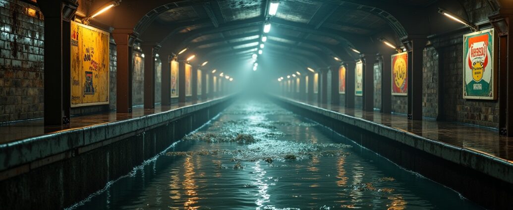 Une station de métro factice au cœur des terrifiantes inondations du Blitz