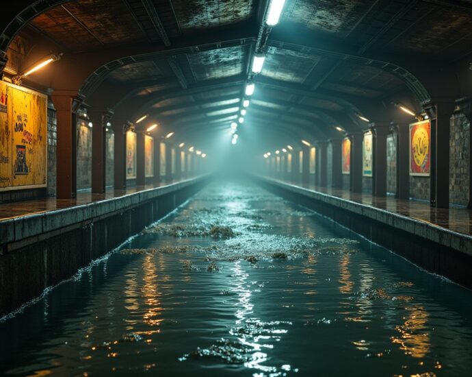 Une station de métro factice au cœur des terrifiantes inondations du Blitz